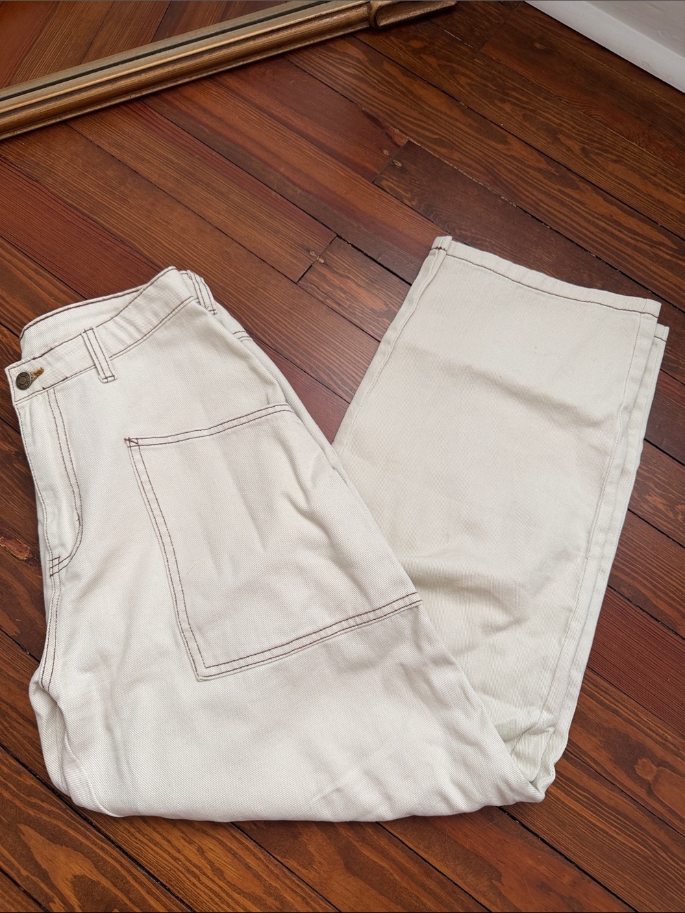 Rylee + Cru Cream High-Rise Wide-Leg Jeggings